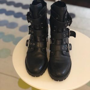 Prada Triple Buckle combat Bootie